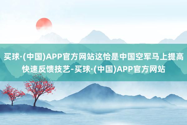 买球·(中国)APP官方网站这恰是中国空军马上提高快速反馈技艺-买球·(中国)APP官方网站