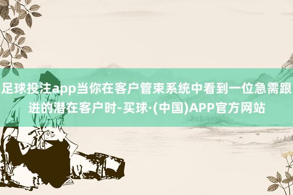 足球投注app当你在客户管束系统中看到一位急需跟进的潜在客户时-买球·(中国)APP官方网站