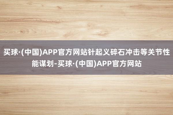 买球·(中国)APP官方网站针起义碎石冲击等关节性能谋划-买球·(中国)APP官方网站