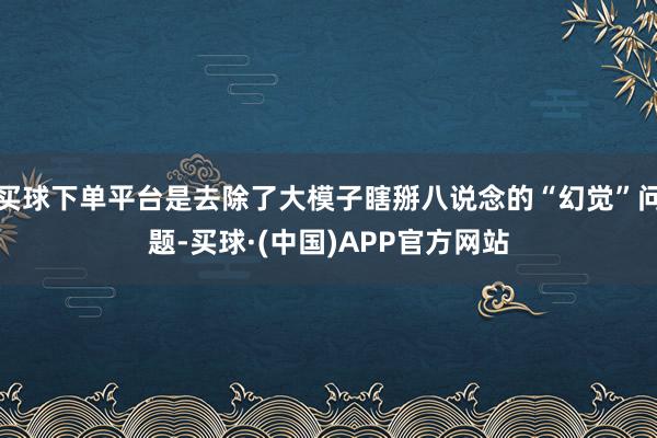 买球下单平台是去除了大模子瞎掰八说念的“幻觉”问题-买球·(中国)APP官方网站