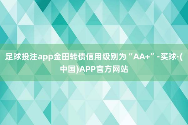 足球投注app金田转债信用级别为“AA+”-买球·(中国)APP官方网站
