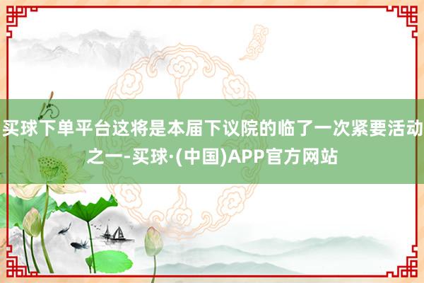 买球下单平台这将是本届下议院的临了一次紧要活动之一-买球·(中国)APP官方网站