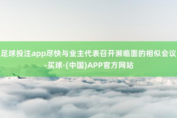 足球投注app尽快与业主代表召开濒临面的相似会议-买球·(中国)APP官方网站