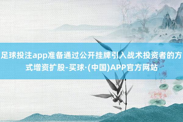 足球投注app准备通过公开挂牌引入战术投资者的方式增资扩股-买球·(中国)APP官方网站