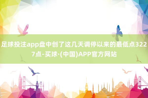 足球投注app盘中创了这几天调停以来的最低点3227点-买球·(中国)APP官方网站