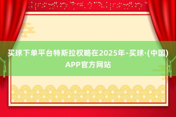 买球下单平台特斯拉权略在2025年-买球·(中国)APP官方网站