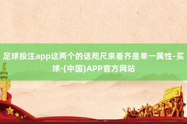 足球投注app这两个的话咫尺来看齐是单一属性-买球·(中国)APP官方网站