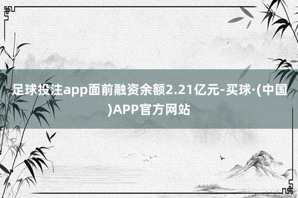 足球投注app面前融资余额2.21亿元-买球·(中国)APP官方网站