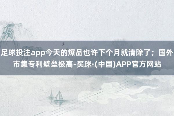 足球投注app今天的爆品也许下个月就清除了；国外市集专利壁垒极高-买球·(中国)APP官方网站