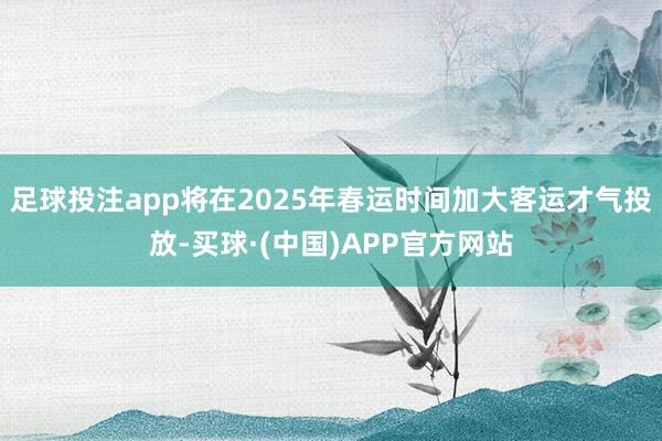 足球投注app将在2025年春运时间加大客运才气投放-买球·(中国)APP官方网站