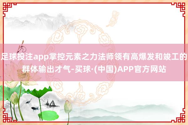 足球投注app掌控元素之力法师领有高爆发和竣工的群体输出才气-买球·(中国)APP官方网站