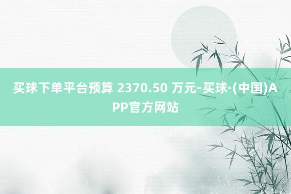 买球下单平台预算 2370.50 万元-买球·(中国)APP官方网站