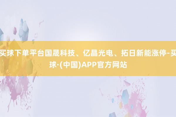 买球下单平台国晟科技、亿晶光电、拓日新能涨停-买球·(中国)APP官方网站