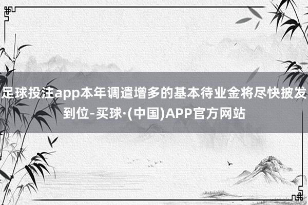 足球投注app本年调遣增多的基本待业金将尽快披发到位-买球·(中国)APP官方网站