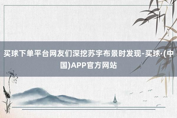 买球下单平台网友们深挖苏宇布景时发现-买球·(中国)APP官方网站