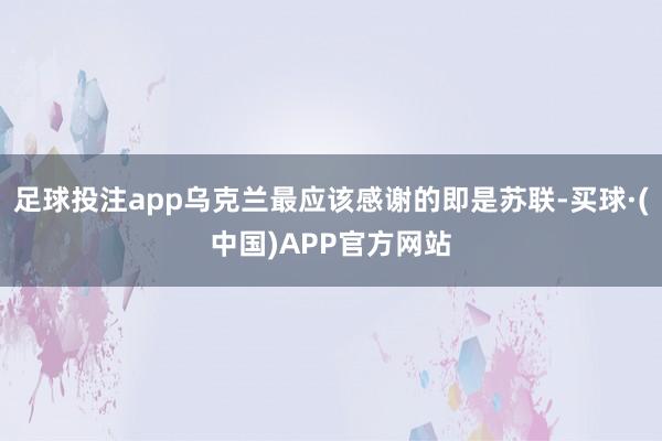 足球投注app乌克兰最应该感谢的即是苏联-买球·(中国)APP官方网站