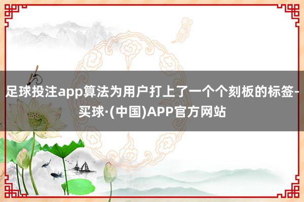 足球投注app算法为用户打上了一个个刻板的标签-买球·(中国)APP官方网站