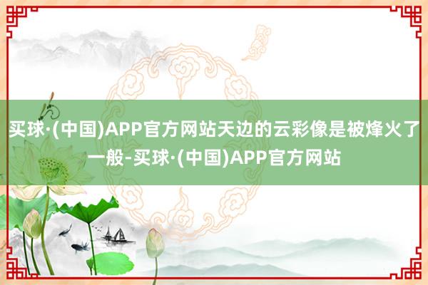 买球·(中国)APP官方网站天边的云彩像是被烽火了一般-买球·(中国)APP官方网站