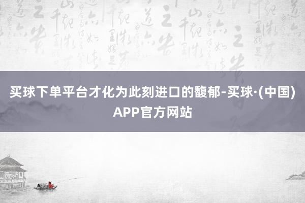 买球下单平台才化为此刻进口的馥郁-买球·(中国)APP官方网站