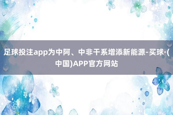 足球投注app为中阿、中非干系增添新能源-买球·(中国)APP官方网站