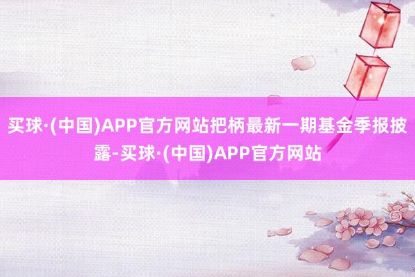 买球·(中国)APP官方网站把柄最新一期基金季报披露-买球·(中国)APP官方网站