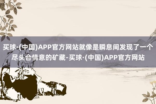 买球·(中国)APP官方网站就像是瞬息间发现了一个尽头合情意的矿藏-买球·(中国)APP官方网站