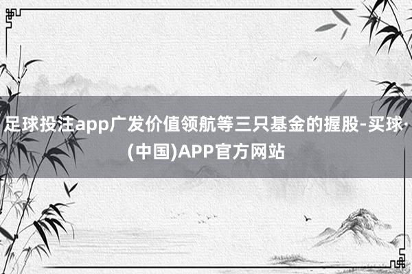 足球投注app广发价值领航等三只基金的握股-买球·(中国)APP官方网站