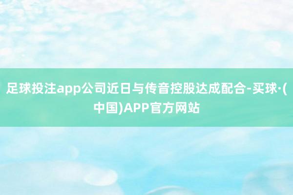 足球投注app公司近日与传音控股达成配合-买球·(中国)APP官方网站
