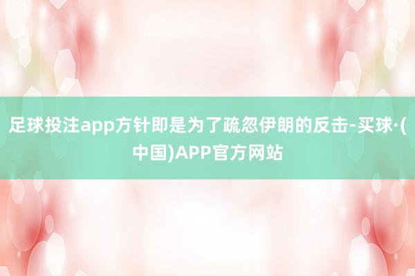 足球投注app方针即是为了疏忽伊朗的反击-买球·(中国)APP官方网站