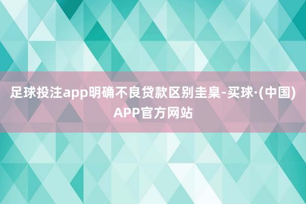 足球投注app明确不良贷款区别圭臬-买球·(中国)APP官方网站