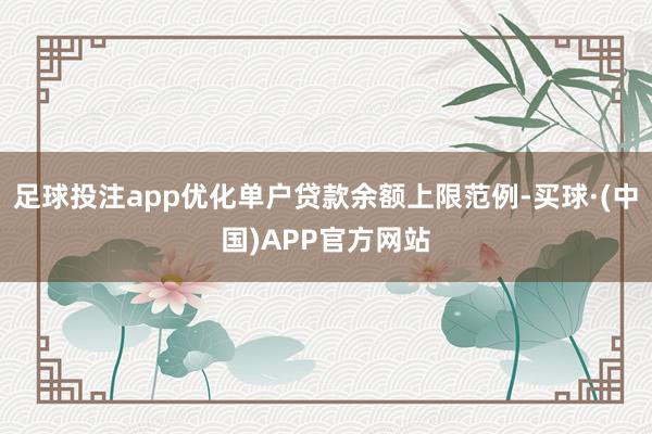 足球投注app优化单户贷款余额上限范例-买球·(中国)APP官方网站