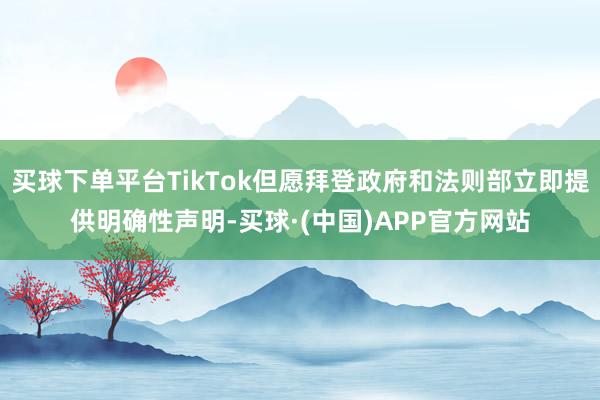 买球下单平台TikTok但愿拜登政府和法则部立即提供明确性声明-买球·(中国)APP官方网站
