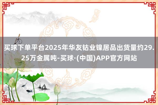 买球下单平台2025年华友钴业镍居品出货量约29.25万金属吨-买球·(中国)APP官方网站